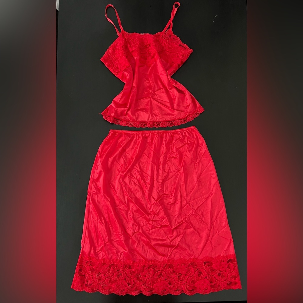 Vintage Lingerie Slip Set Top and Skirt